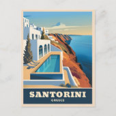 ヴィンテージ旅行サントリーニギリシャ海辺の風景 ポストカード (正面)