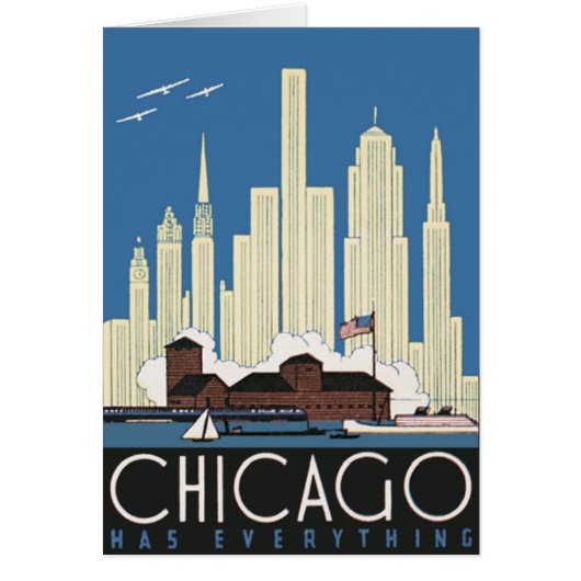 ヴィンテージ旅行シカゴは都市スカイラインのすべてを持っている (正面)