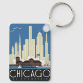 ヴィンテージ旅行シカゴは都市スカイラインのすべてを持っている キーホルダー (裏面)