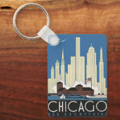 ヴィンテージ旅行シカゴは都市スカイラインのすべてを持っている キーホルダー (正面)