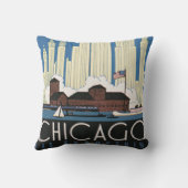 ヴィンテージ旅行シカゴは都市スカイラインのすべてを持っている クッション (裏面)