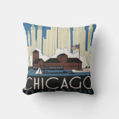 ヴィンテージ旅行シカゴは都市スカイラインのすべてを持っている クッション (正面)