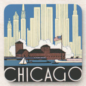 ヴィンテージ旅行シカゴは都市スカイラインのすべてを持っている コースター (正面)