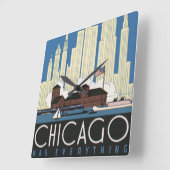 ヴィンテージ旅行シカゴは都市スカイラインのすべてを持っている スクエア壁時計 (傾斜)