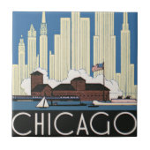 ヴィンテージ旅行シカゴは都市スカイラインのすべてを持っている タイル (正面)