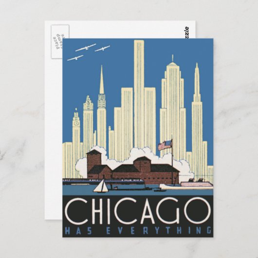 ヴィンテージ旅行シカゴは都市スカイラインのすべてを持っている ポストカード (正面/裏面)