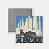 ヴィンテージ旅行シカゴは都市スカイラインのすべてを持っている マグネット (正面/裏面)