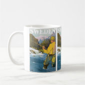 ヴィンテージ旅行スウェーデン、フィッシャーマンスポーツ魚釣り コーヒーマグカップ (左)