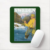 ヴィンテージ旅行スウェーデン、フィッシャーマンスポーツ魚釣り マウスパッド (マウス)