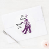 ヴィンテージ旅行ステッカーのブルボン通りニュー・オーリンズ ラウンドシール (封筒)