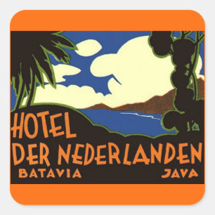 ヴィンテージ旅行ステッカーBataviaジャカルタインドネシア スクエアシール