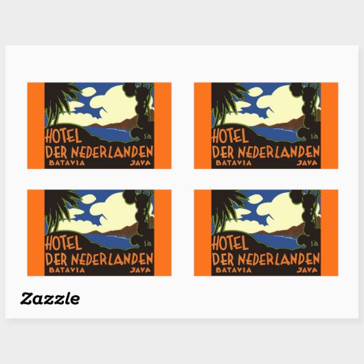 ヴィンテージ旅行ステッカーBataviaジャカルタインドネシア 長方形シール (シート)