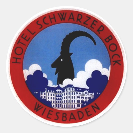 ヴィンテージ旅行ステッカーWiesbaden Germany Alps mtn ラウンドシール (正面)