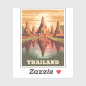 ヴィンテージ旅行タイ仏教寺院サンセット シール (シート)