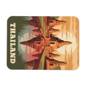 ヴィンテージ旅行タイ仏教寺院サンセット マグネット (横)