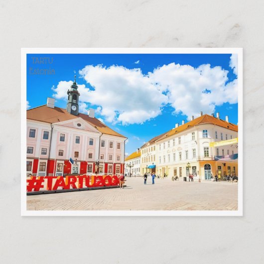 ヴィンテージ旅行タルトゥエストニアエストニー水彩色 ポストカード (正面)