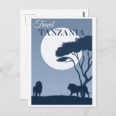 ヴィンテージ旅行タンザニア・アフリカライオン ポストカード (正面/裏面)