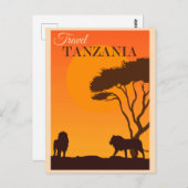 ヴィンテージ旅行タンザニアAfricaライオン葉書 ポストカード (正面/裏面)