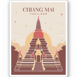 ヴィンテージ旅行チェンマイThailandベクトルグラフィック シール