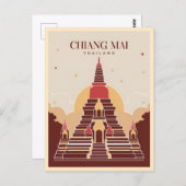 ヴィンテージ旅行チェンマイThailandベクトルグラフィック ポストカード (正面/裏面)