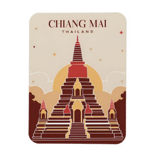 ヴィンテージ旅行チェンマイThailandベクトルグラフィック マグネット