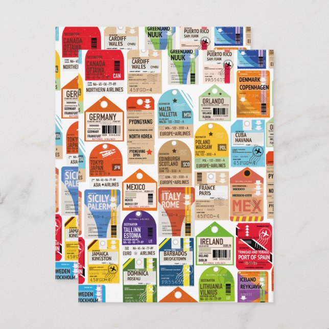 ヴィンテージ旅行チケットパターン。 (正面/裏面)