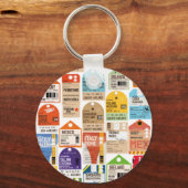 ヴィンテージ旅行チケットパターン。 キーホルダー (正面)