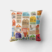 ヴィンテージ旅行チケットパターン。 クッション (裏面)