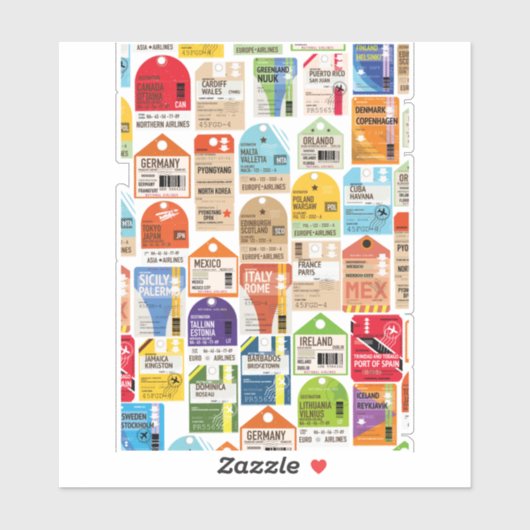 ヴィンテージ旅行チケットパターン。 シール (シート)