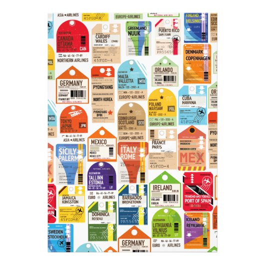 ヴィンテージ旅行チケットパターン。 フォトプリント            (正面)