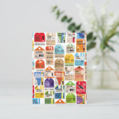 ヴィンテージ旅行チケットパターン。 ポストカード (スタンド正面)