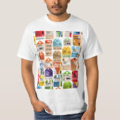 ヴィンテージ旅行チケットパターン。 Tシャツ (正面)