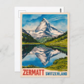 ヴィンテージ旅行ツェルマットスイスマッターホルン ポストカード (正面/裏面)