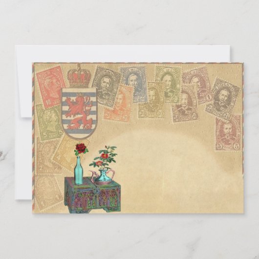 ヴィンテージ旅行テーマの保存日付カード セーブザデート (正面)