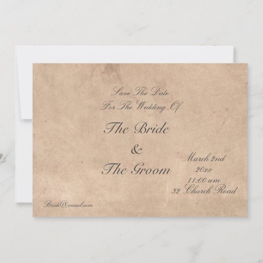 ヴィンテージ旅行テーマの保存日付カード セーブザデート (裏面)