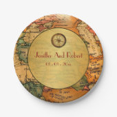 ヴィンテージ旅行テーマ結婚の紙プレート ペーパープレート (正面)