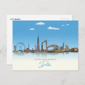 ヴィンテージ旅行ドバイ統一されたアラブ首長国都市 ポストカード (正面/裏面)