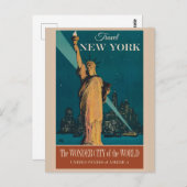 ヴィンテージ旅行ニューヨーク自由の女神 ポストカード (正面/裏面)
