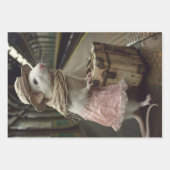 ヴィンテージ旅行ネズミ切り離し ラッピングペーパーシート (正面3)