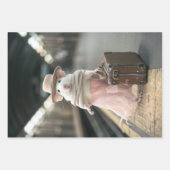 ヴィンテージ旅行ネズミ切り離し ラッピングペーパーシート (正面2)