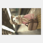 ヴィンテージ旅行ネズミ切り離し ラッピングペーパーシート (正面)