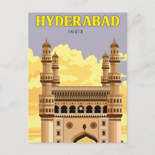 ヴィンテージ旅行ハイデラバードIndiaパキスタン休暇 ポストカード (正面)