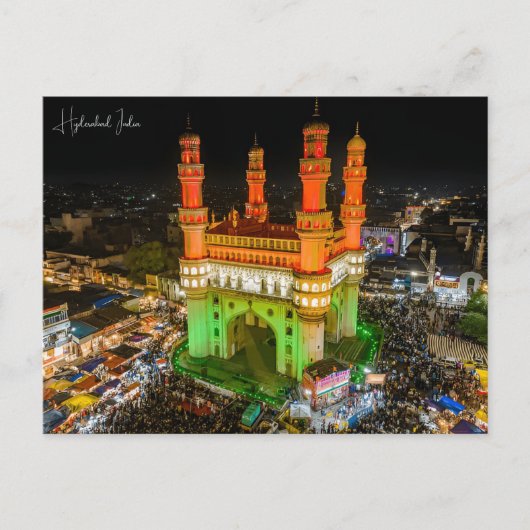 ヴィンテージ旅行ハイデラバードIndiaパキスタン休暇 ポストカード (正面)