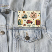 ヴィンテージ旅行パターンボタン 缶バッジ (インサイチュ)