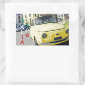 ヴィンテージ旅行フィアット500 Cinquecento，イタリア，黄 長方形シール (バッグ)