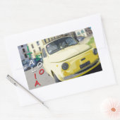 ヴィンテージ旅行フィアット500 Cinquecento，イタリア，黄 長方形シール (封筒)