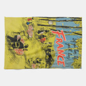 ヴィンテージ旅行フランスの緑の50年代 キッチンタオル (横)