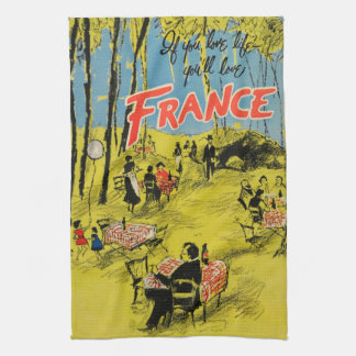 ヴィンテージ旅行フランスの緑の50年代 キッチンタオル