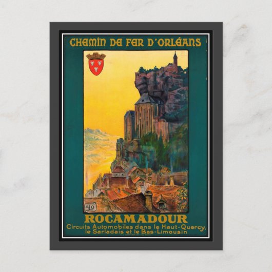 ヴィンテージ旅行フランス、ロカマドール – ポストカード (正面)