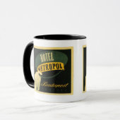 ヴィンテージ旅行ブダペストハンガリーのホテルのラベルの芸術 マグカップ (正面左)